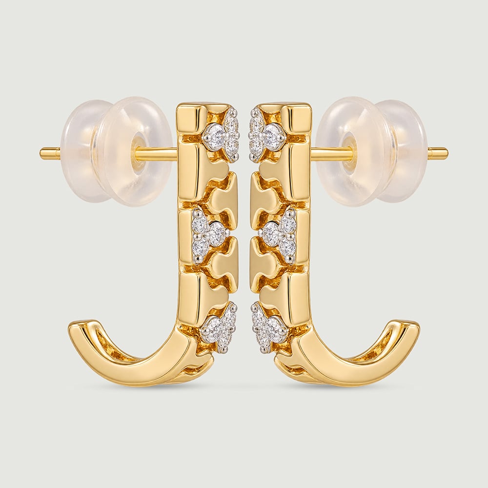 Playful Zipper Diamond Hoop Earrings,,hi-res image number null
