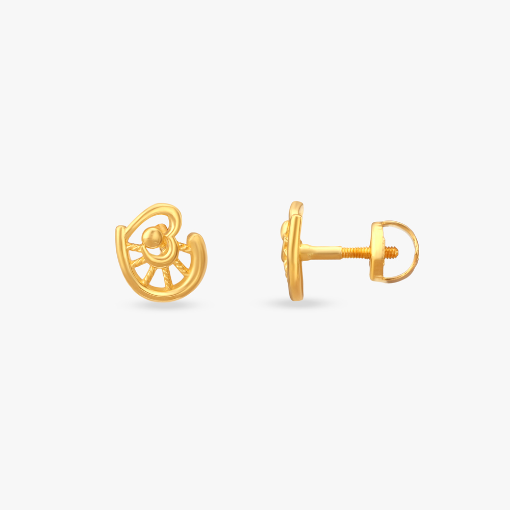 Spiral Beam Gold Stud Earrings for Kids,,hi-res image number null