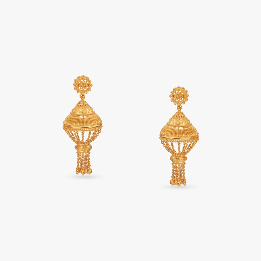 

Pobitro Jharbati Gold Jhumka Earrings