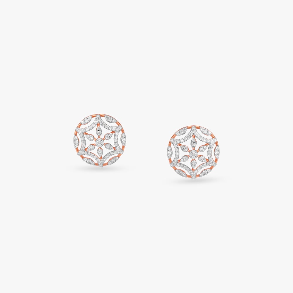 Petal Compass Diamond Stud Earrings,,hi-res image number null