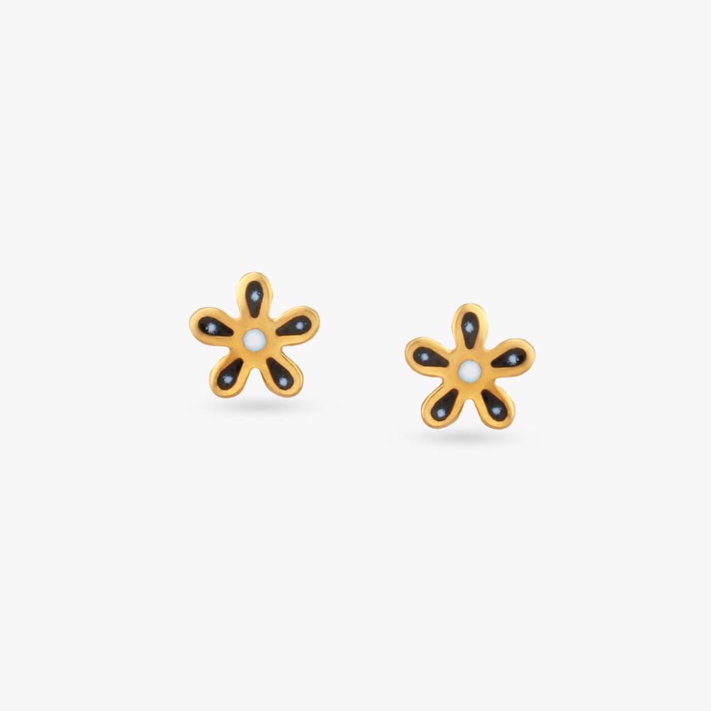

Midnight Bloom Gold Stud Earrings