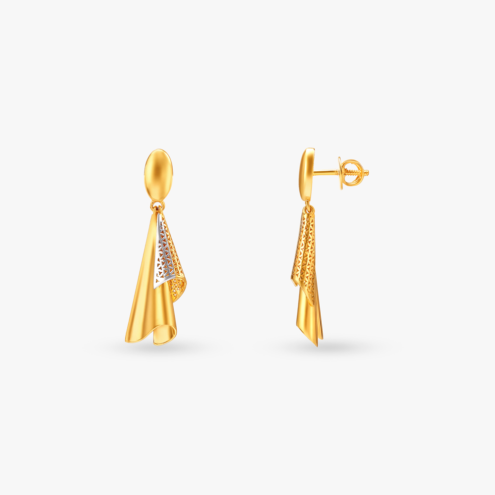 Elegant Draped Gold Drop Earrings,,hi-res image number null
