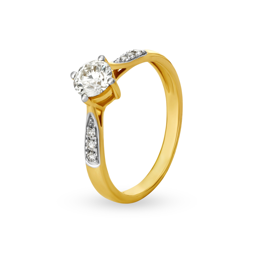 Dazzling 18 Karat Yellow Gold Solitaire Finger Ring,,hi-res image number null