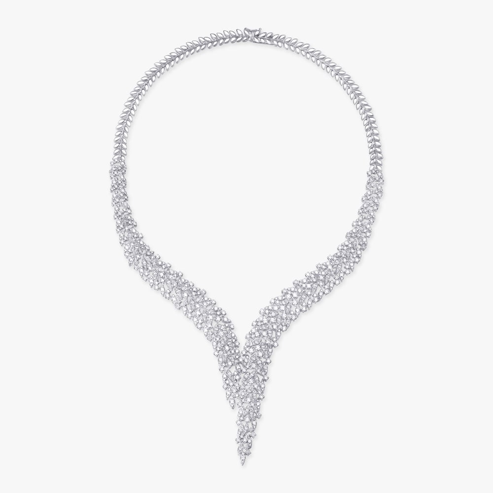 Glistening Leaf Diamond Necklace Set,,hi-res image number null