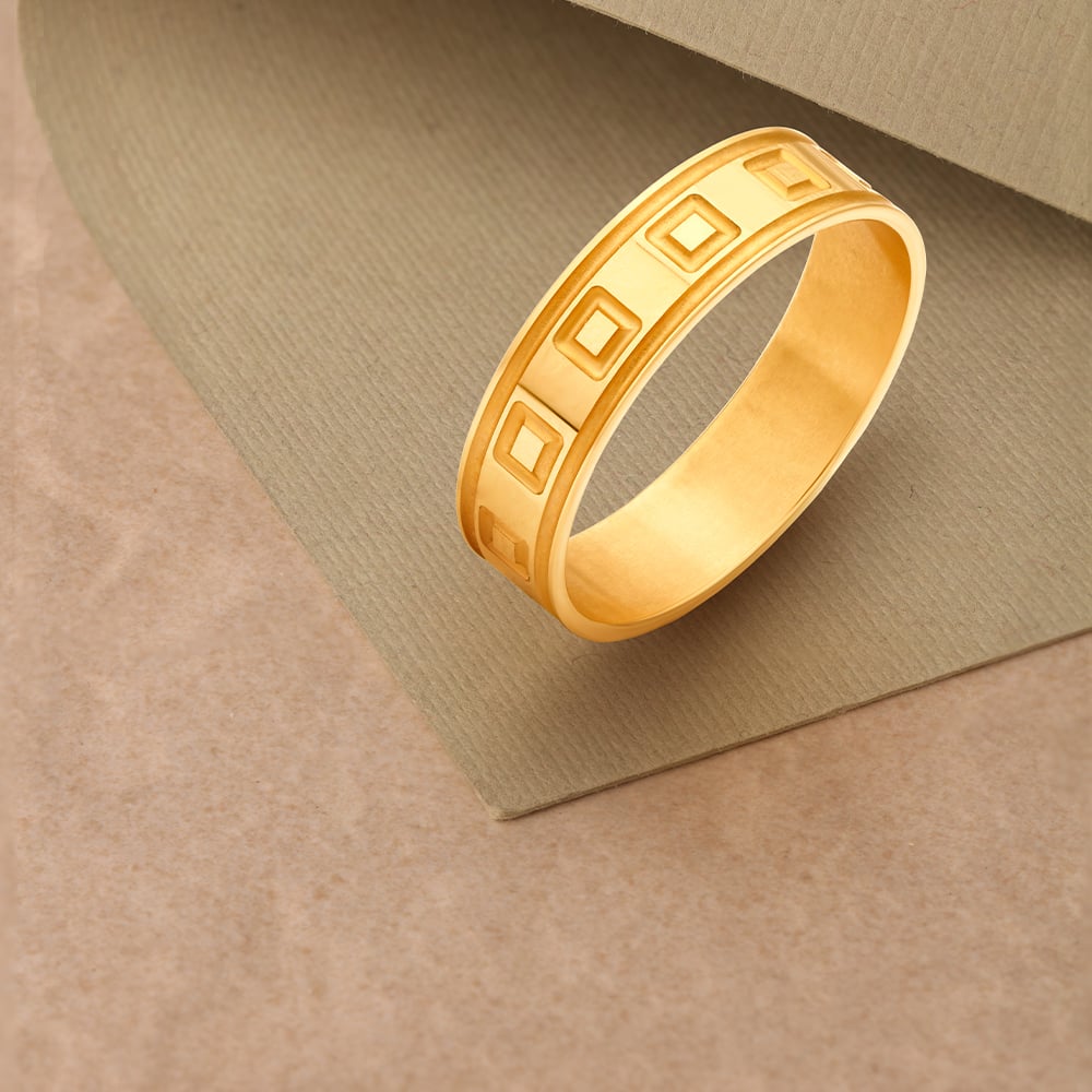 Handsome 22 Karat Gold Geometric Band Ring,,hi-res image number null