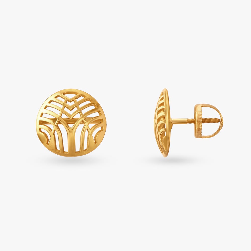 Art Deco Gold Stud Earrings,,hi-res image number null