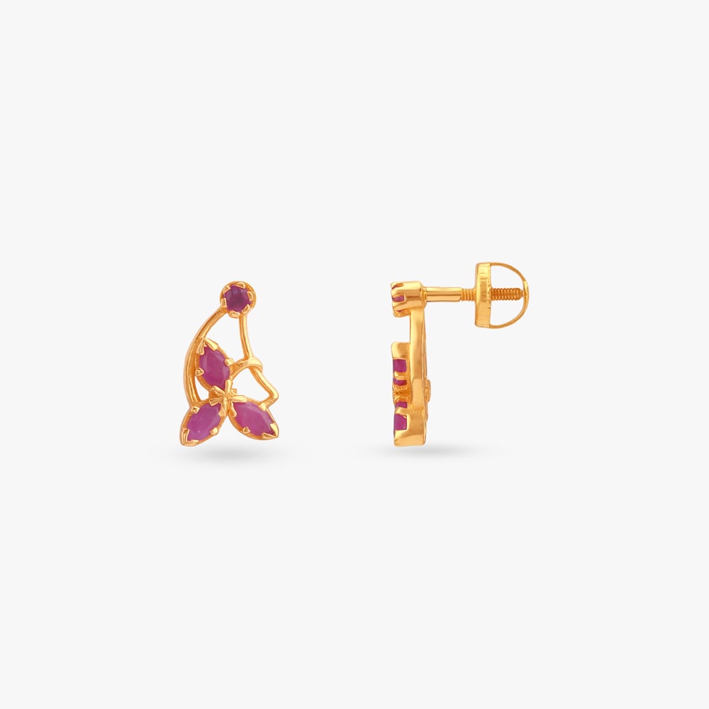 Radiant Curve Ruby Stud Earrings,,hi-res image number null