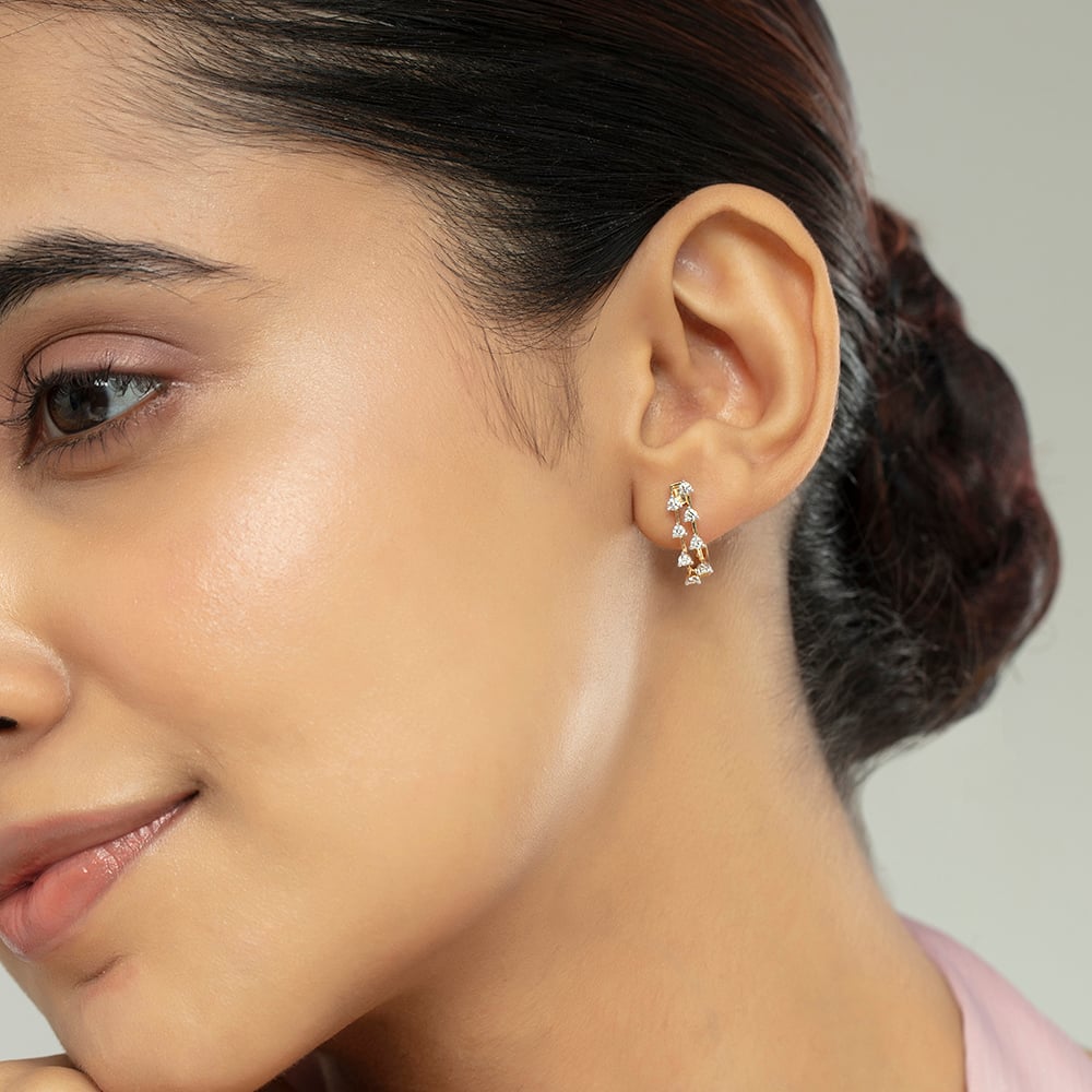 Radiant Luxe Gold & Diamond Hoop Earrings,,hi-res image number null