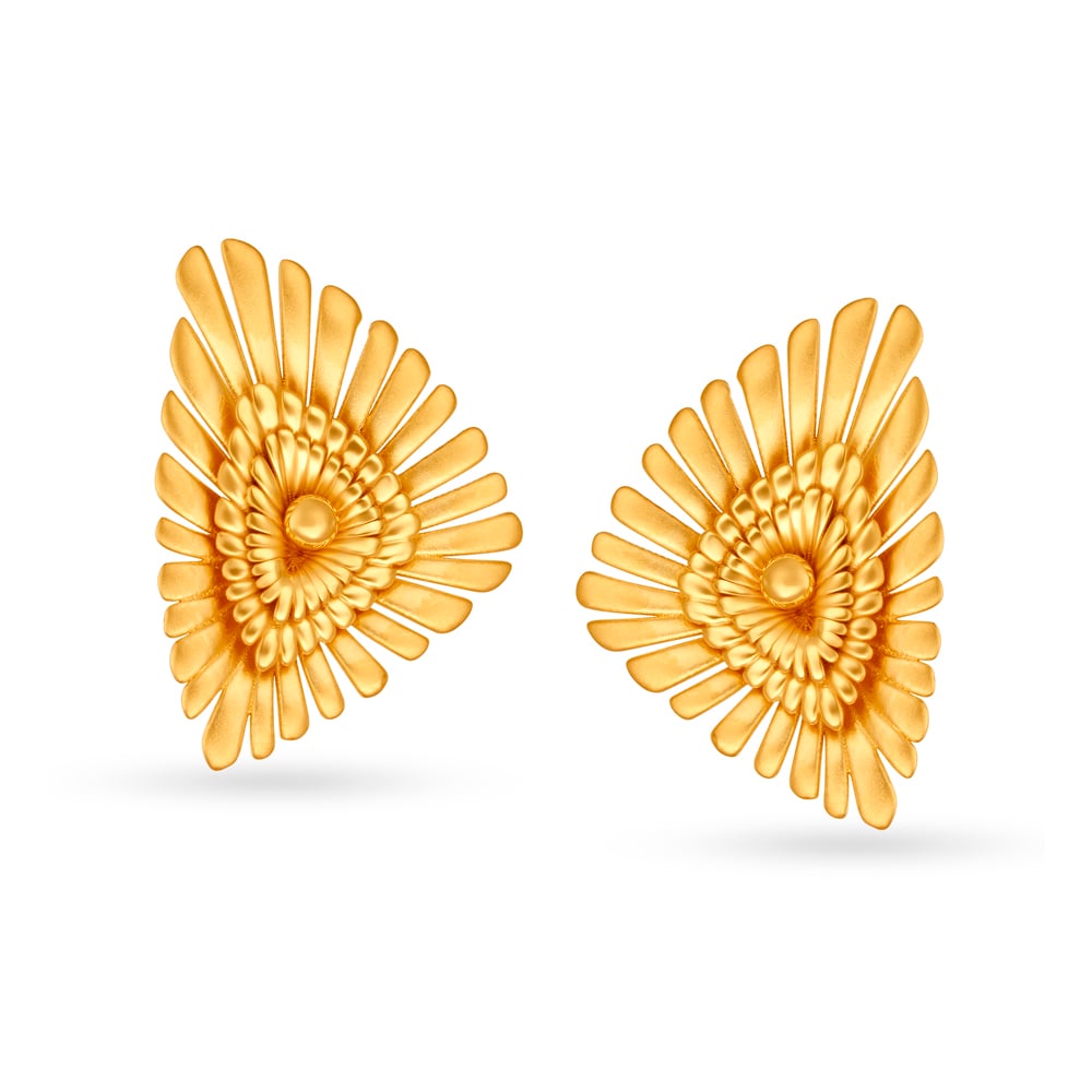 Contemporary Fancy Floral Gold Stud Earrings,,hi-res image number null