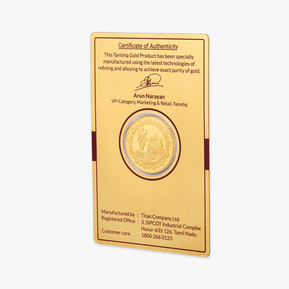 8 gram 24 Karat Gold Coin with Ganesha-Lakshmi Motif,,hi-res image number null
