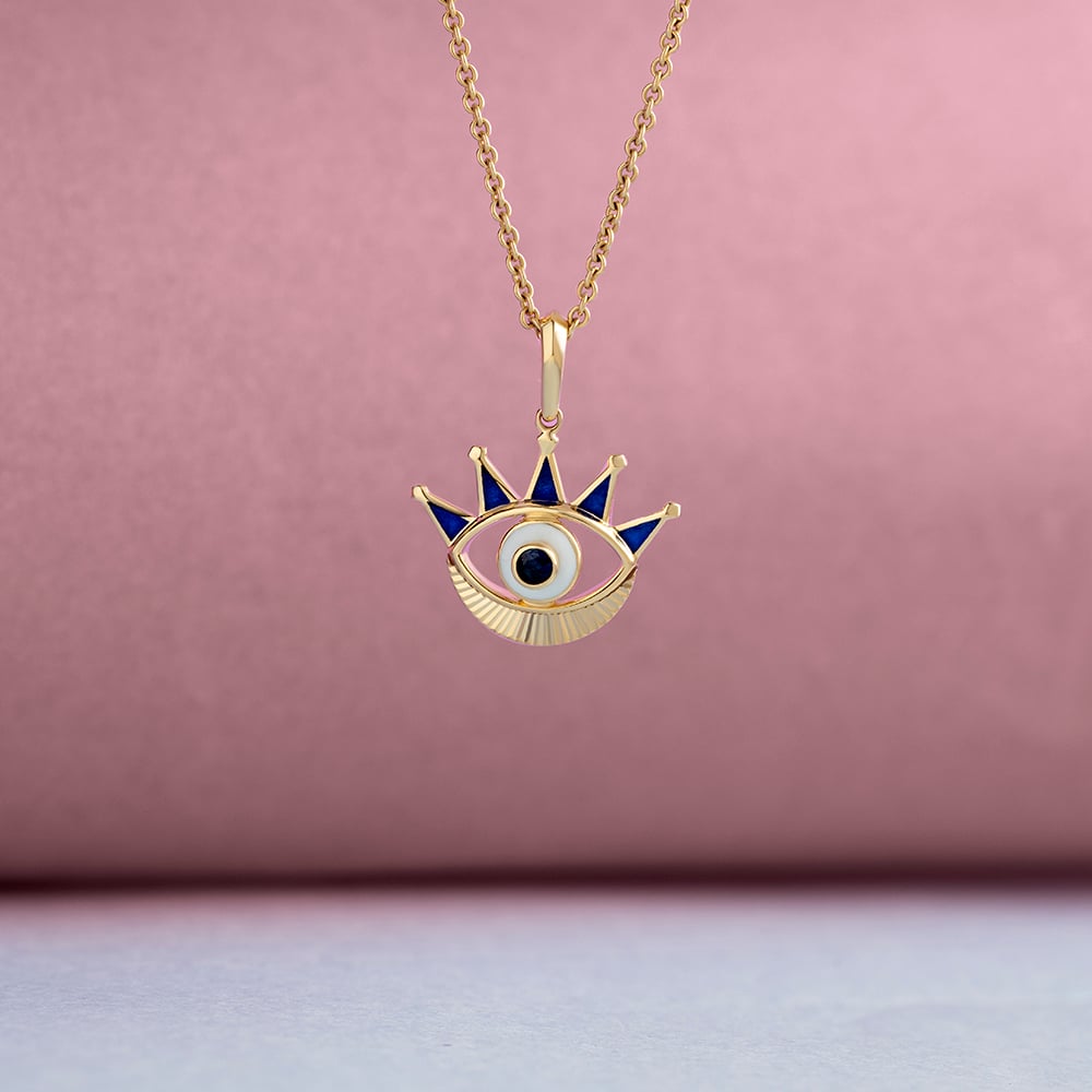 Royal Gaze Evil Eye Gold Pendant,,hi-res image number null