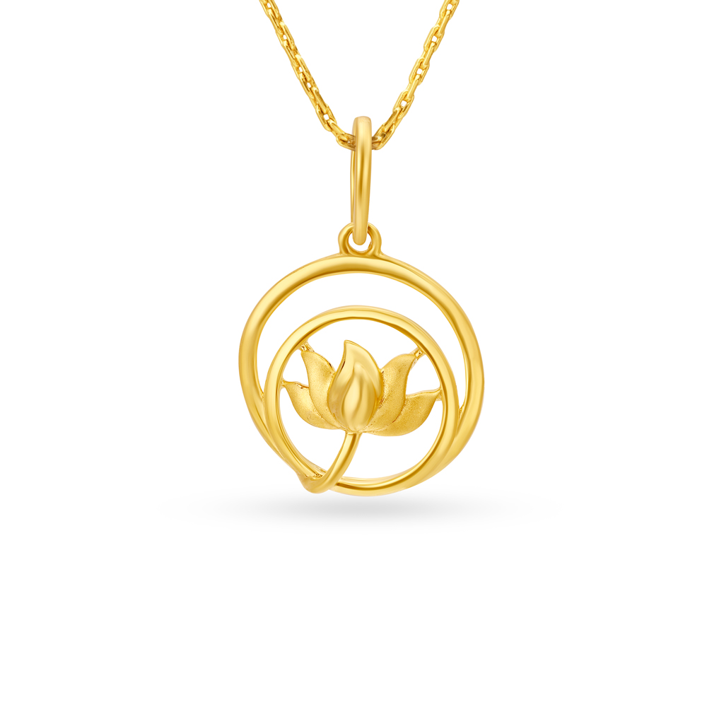 

Carved Lotus Shaped Gold Pendant For Kids