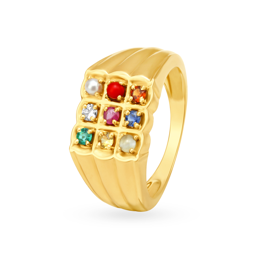 Celestial 22 Karat Yellow Gold And Stone Finger Ring