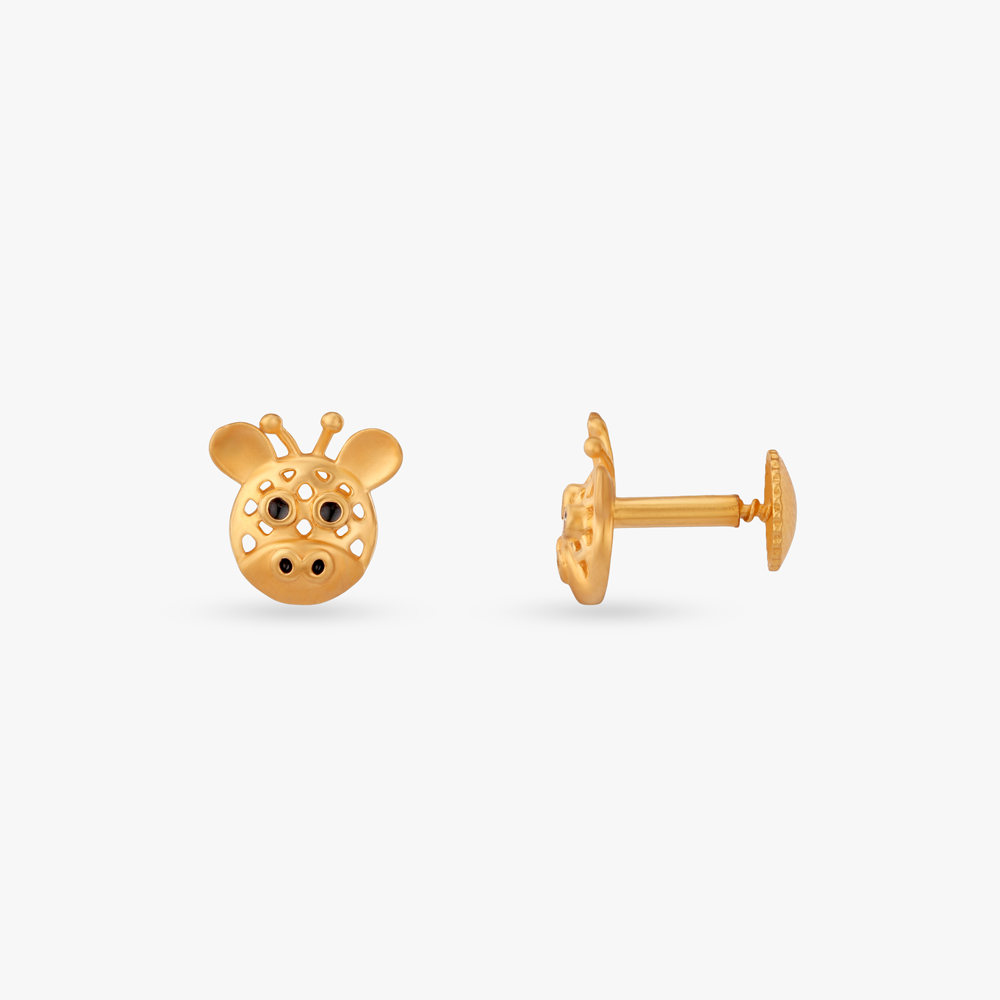 Giraffe Joy Gold Stud Earrings for Kids,,hi-res image number null