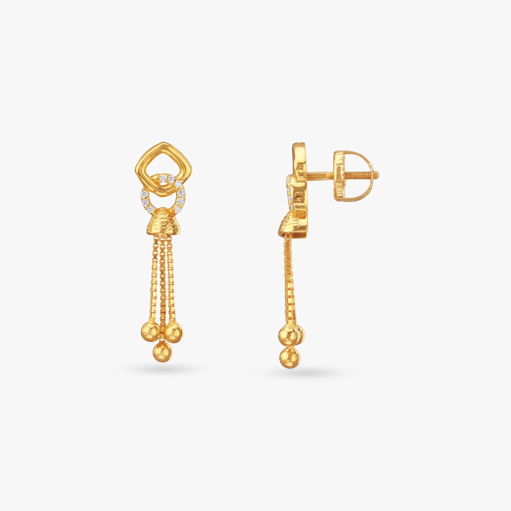 Dazzle Loop Gold Drop Earrings,,hi-res image number null