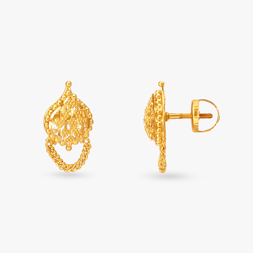 Captivating Gold Pendant and Earrings Set,,hi-res image number null