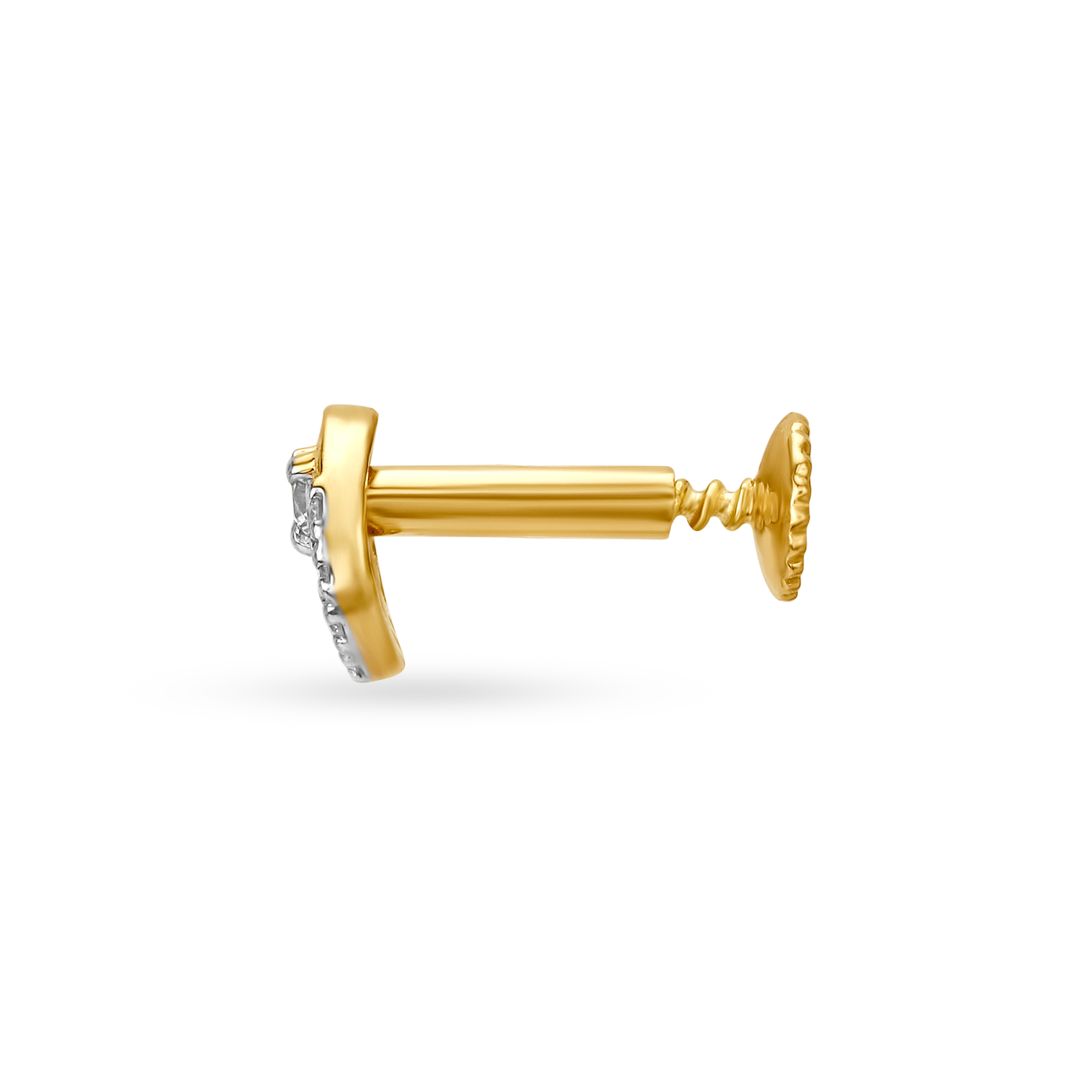 14KT Yellow Gold Diamond Nose Pin,,hi-res image number null