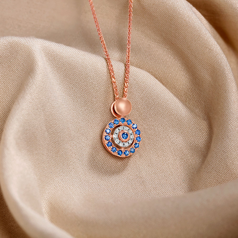 Radiant Evil Eye Diamond and Sapphire Pendant,,hi-res image number null