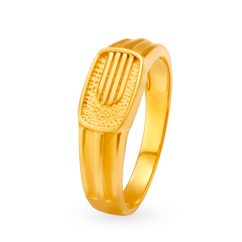 Eclectic Textured Gold Ring For Men