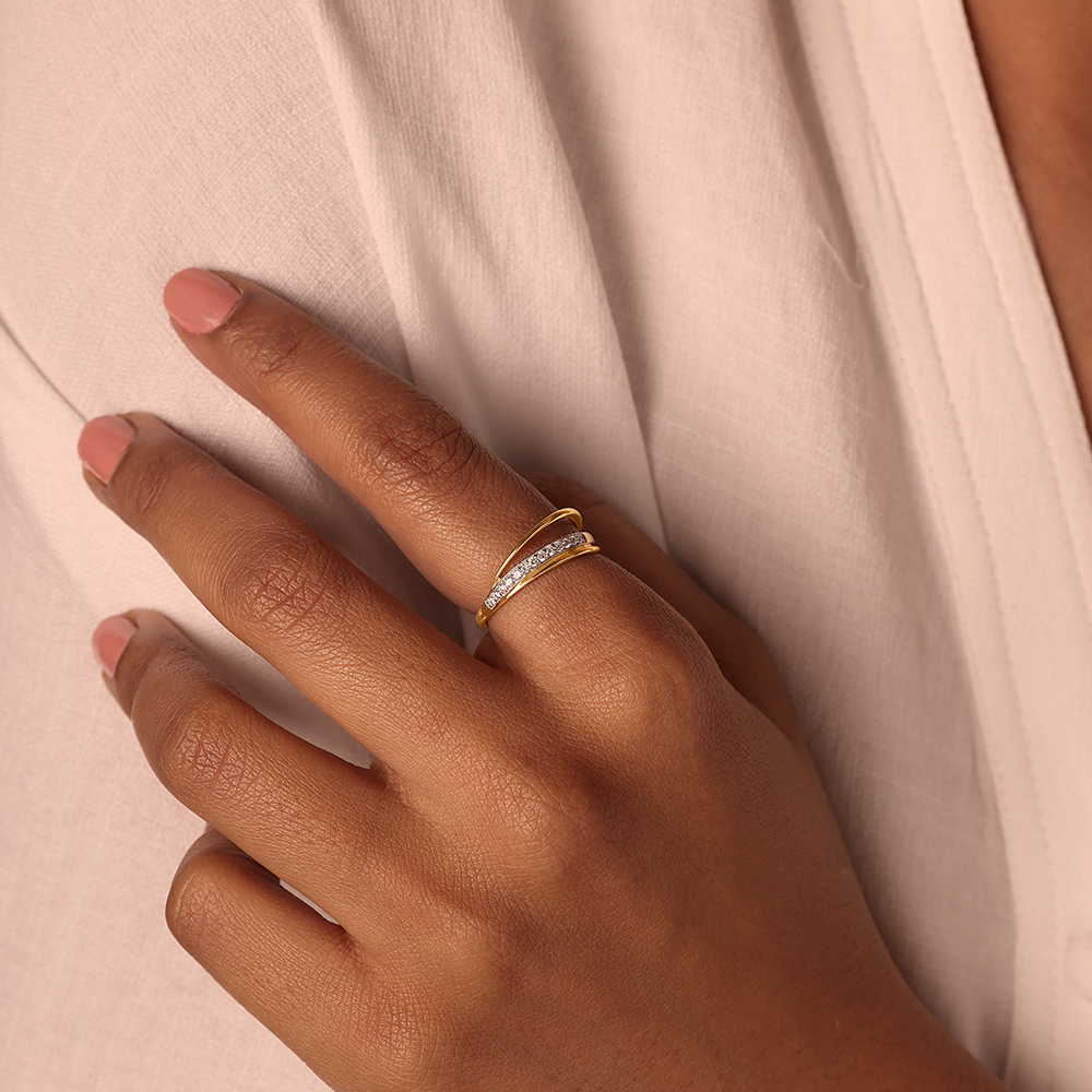 Twined Radiance 14 Kt Gold & Diamond Ring,,hi-res image number null