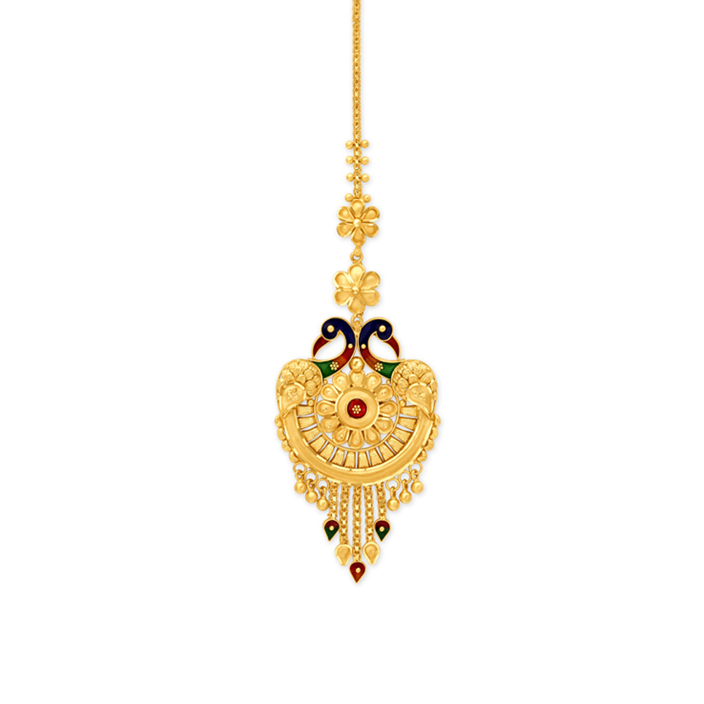 Mesmerising Floral Gold Maang Tikka,,hi-res image number null