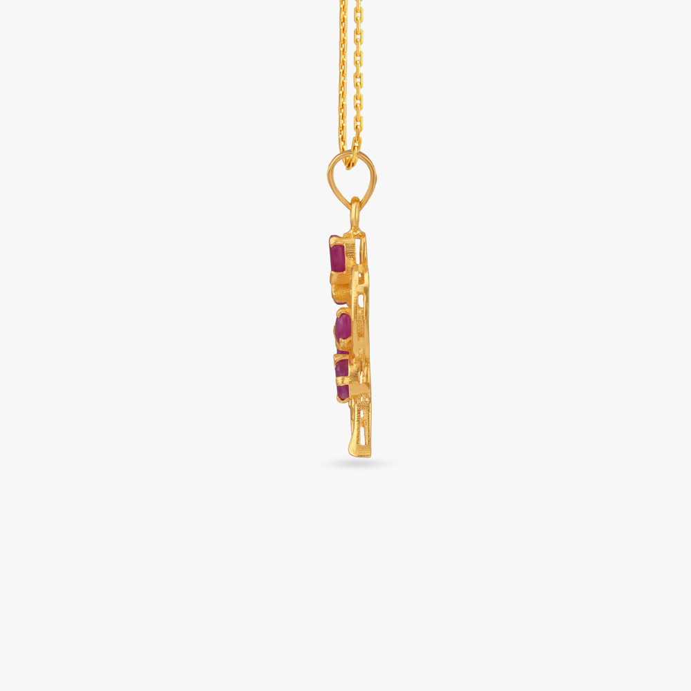 Floral Heart Pendant and Earrings Set,,hi-res image number null