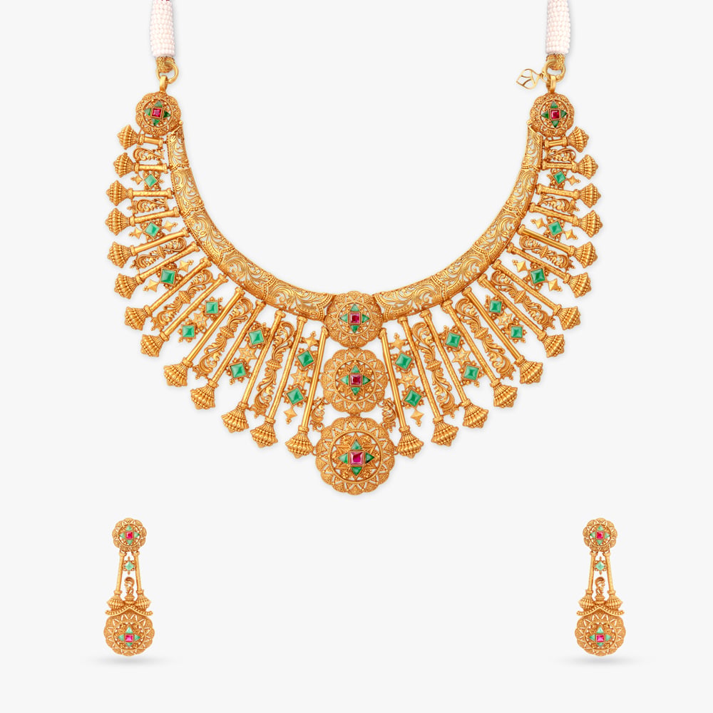 Starlit Mandala Gold Necklace Set,,hi-res image number null