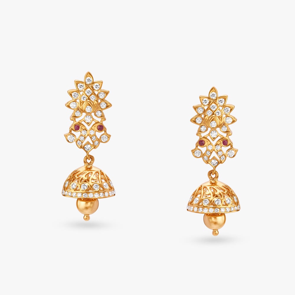 Luminous Diamond Jhumka Earrings,,hi-res image number null