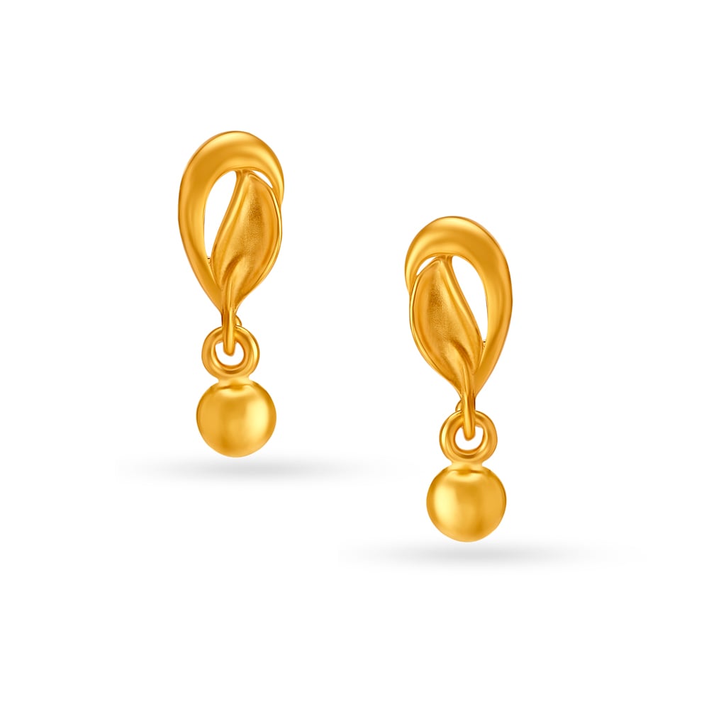 Subtle Leaf Gold Drop Earrings,,hi-res image number null