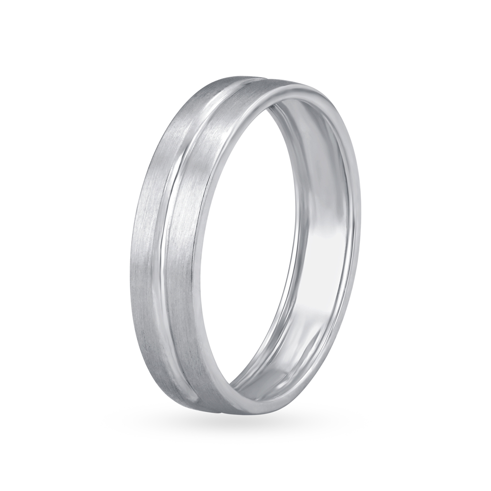 Classy Ridged Platinum Ring,,hi-res image number null