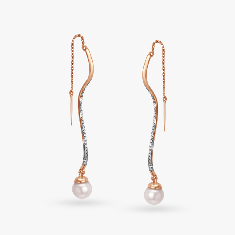 Pearl Drop Sui Dhaga Diamond Earrings,,hi-res image number null
