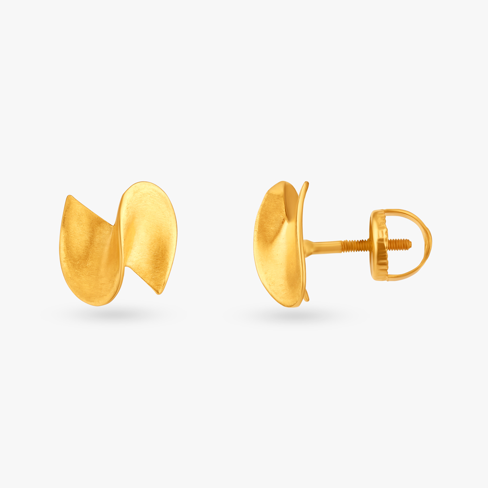 Twist of Elegance Gold Stud Earrings,,hi-res image number null