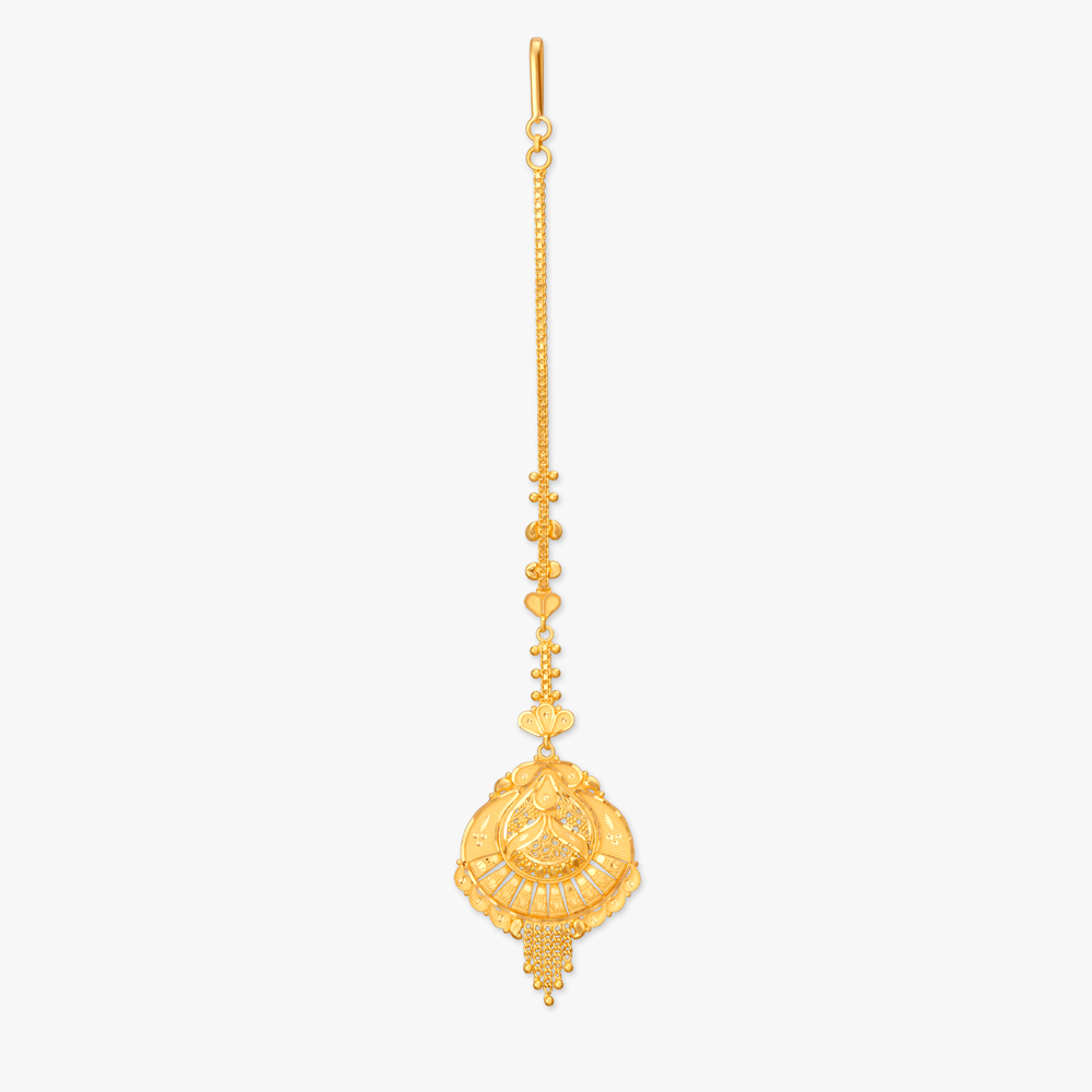 Lotus Crest Gold Maang Tikka,,hi-res image number null