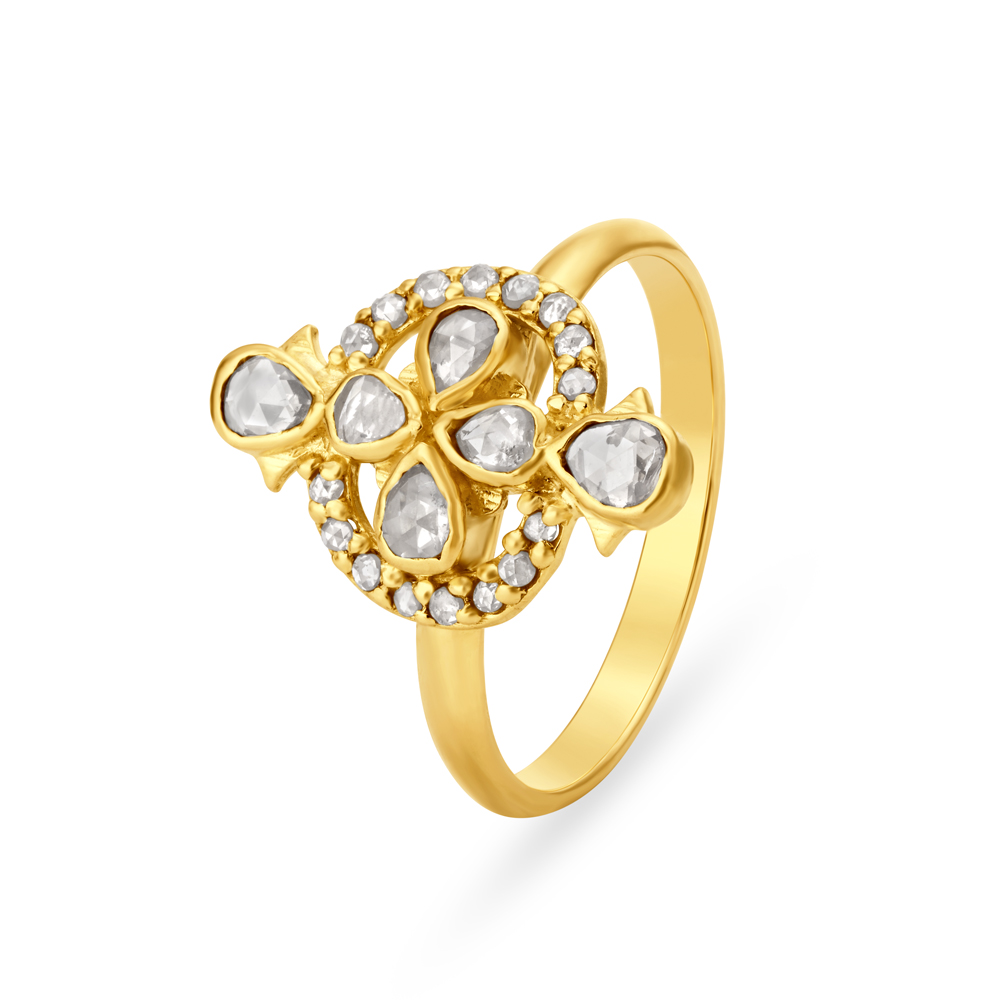 Eccentric 18 Karat Yellow Gold And Polki Diamond Ring,,hi-res image number null