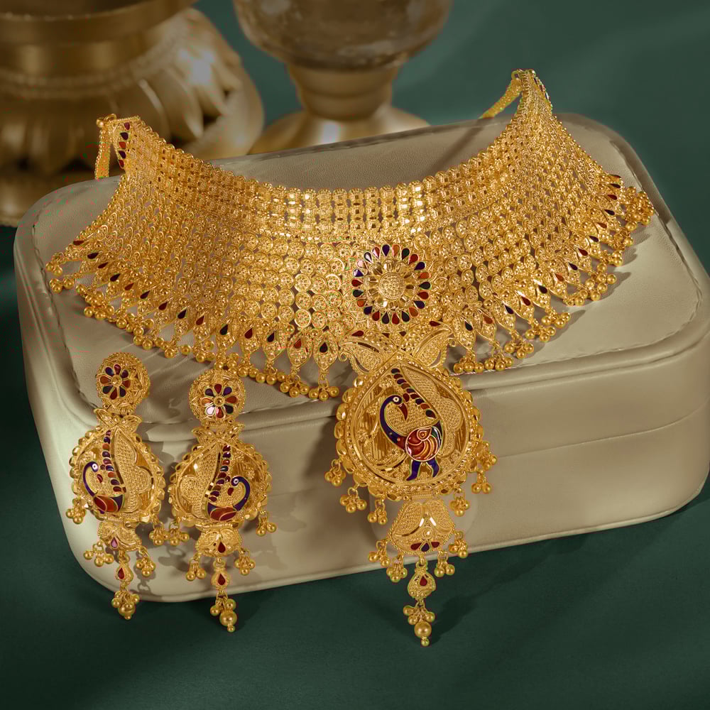 Vibrant Peacock Necklace Set,,hi-res image number null