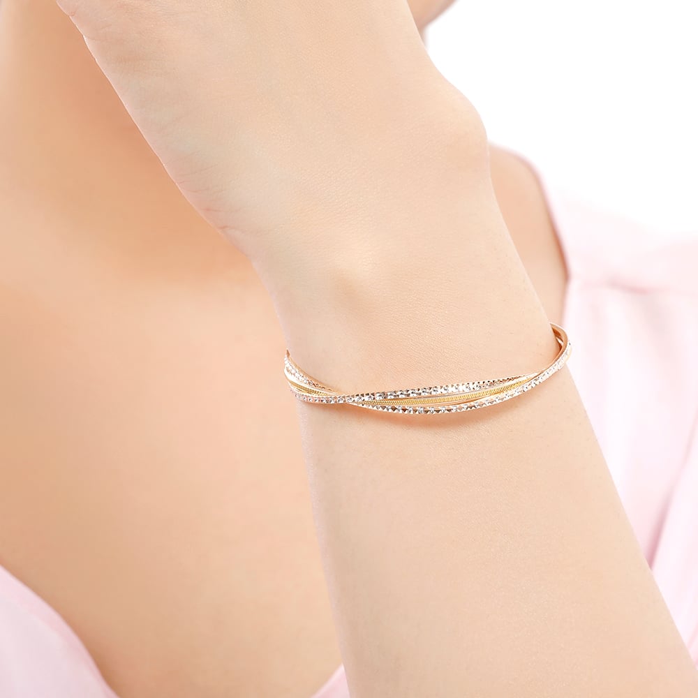 18KT Yellow Gold Overlapping Bangle,,hi-res image number null
