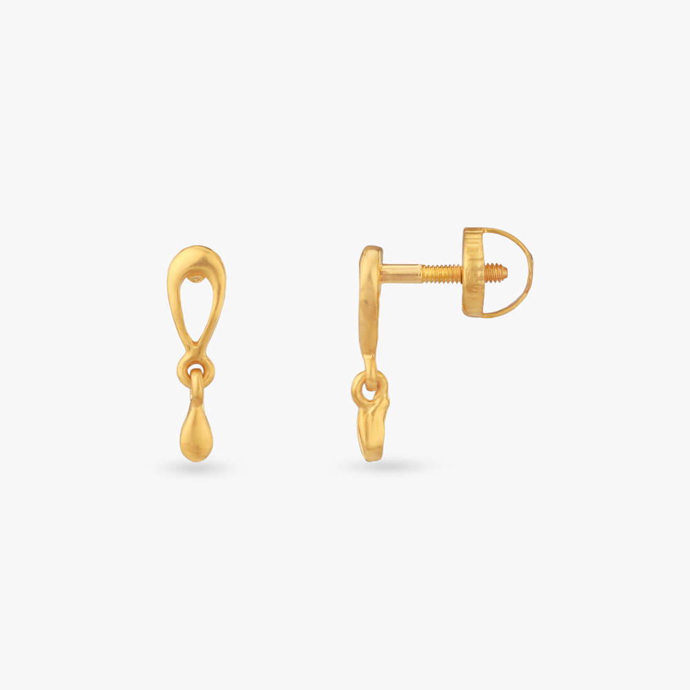 Dewdrop Charm Gold Stud Earrings,,hi-res image number null