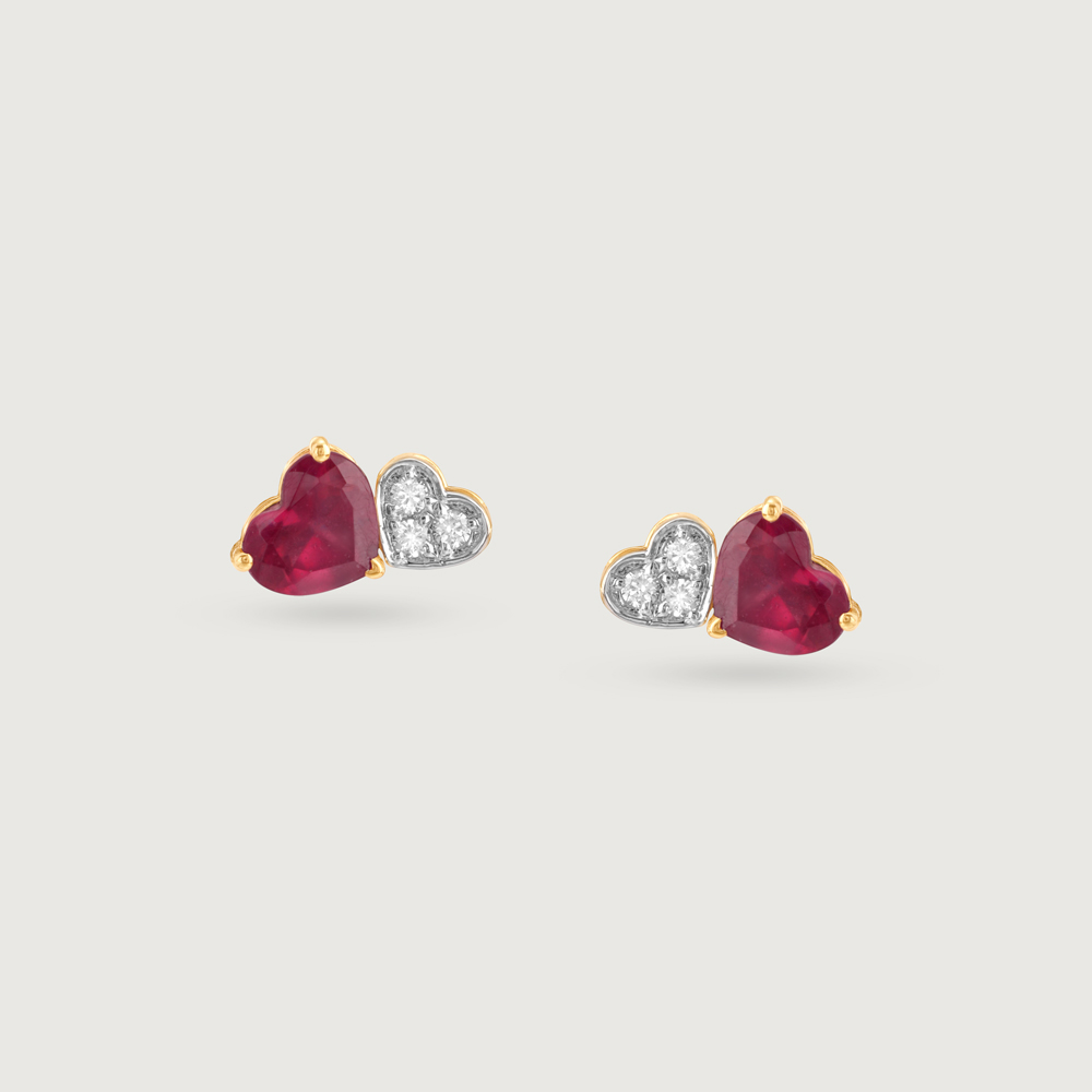Scarlet Grace Ruby & Diamond Stud Earrings,,hi-res image number null