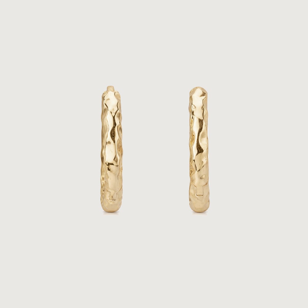 Hammered Texture Gold Hoop Earrings,,hi-res image number null