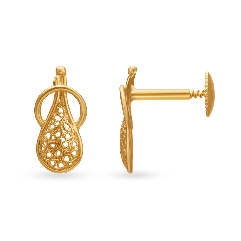 Intricate Gold Drop Earrings,,hi-res image number null