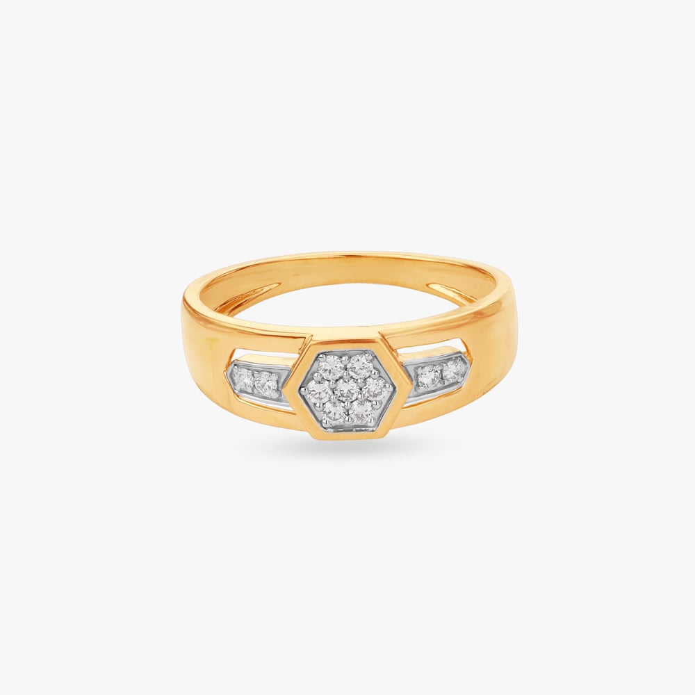 Bold Hexagon Diamond Ring For Men,,hi-res image number null