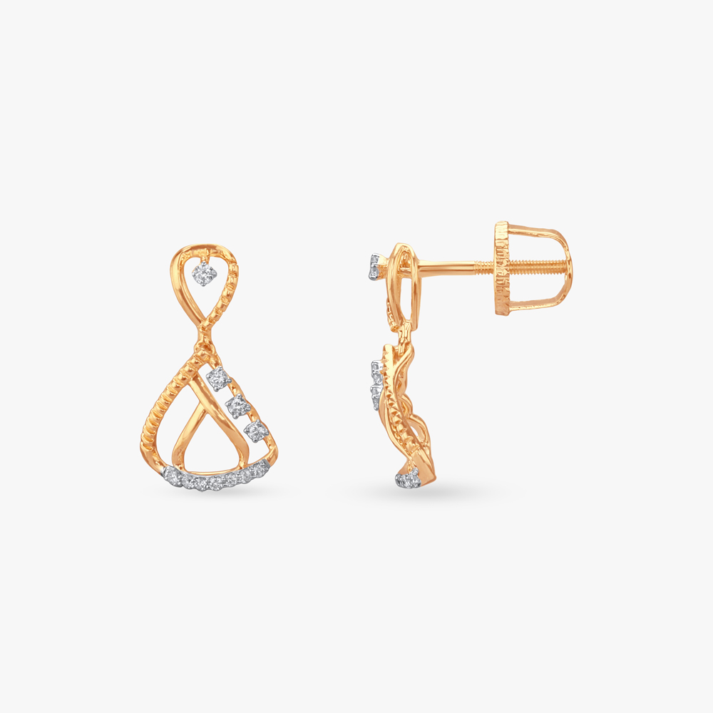 

Studded Crossover Diamond Drop Earrings