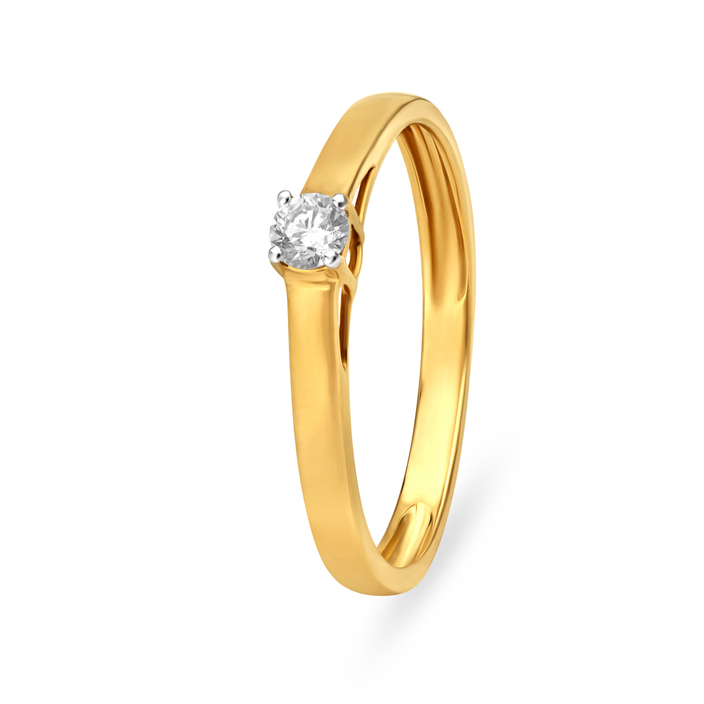 Sleek Gold and Diamond Finger Ring,,hi-res image number null
