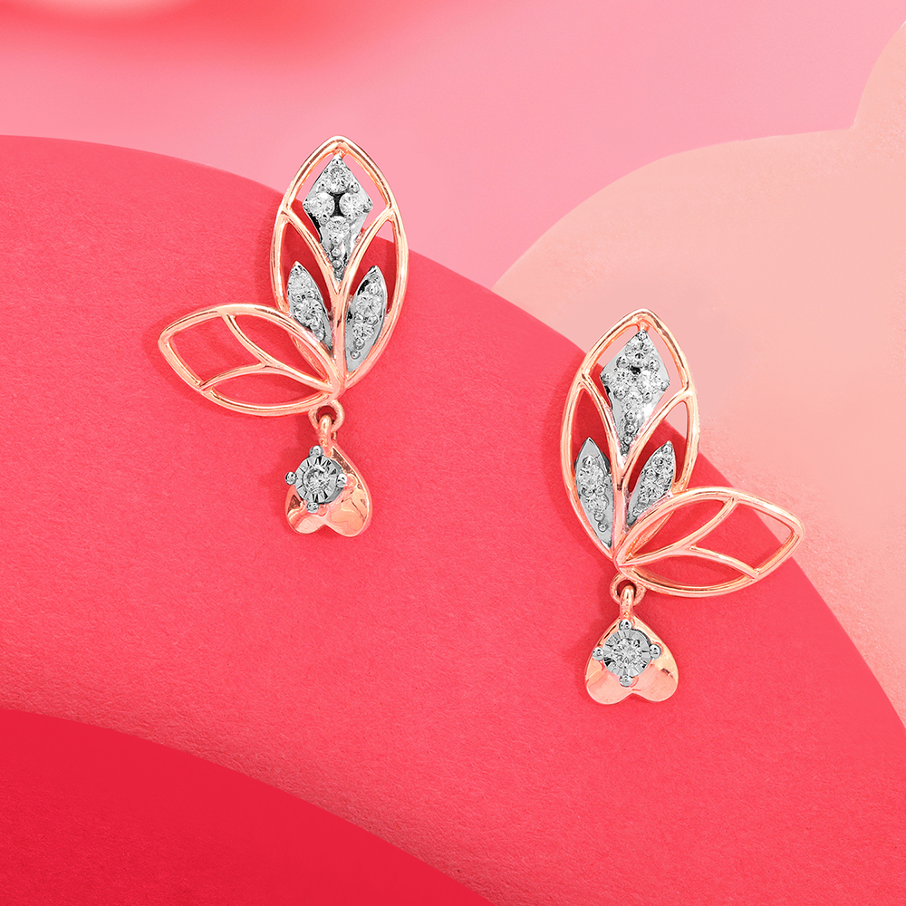 Heartflutters 14KT Rose Gold & Diamond Drop Earrings,,hi-res image number null