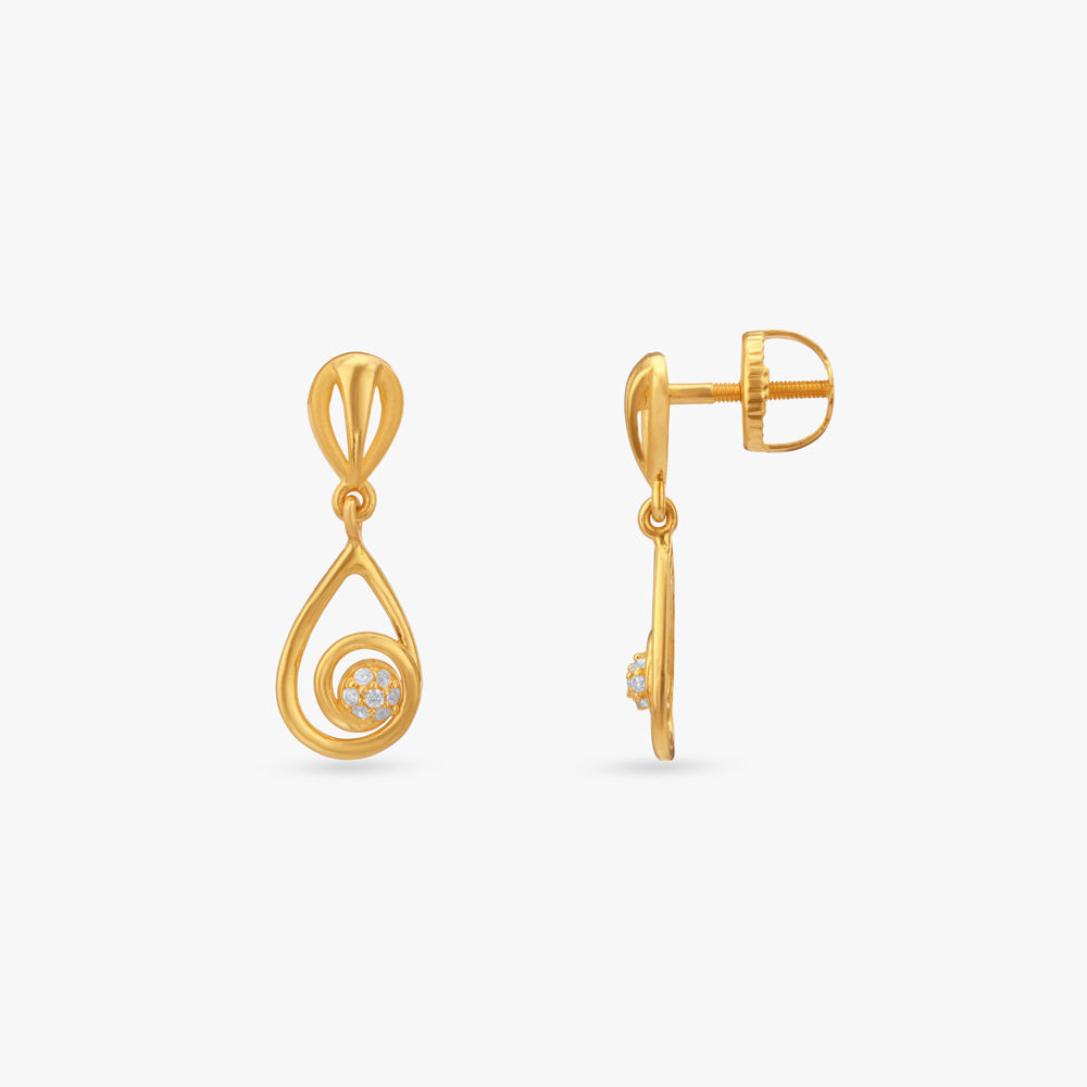 Spiral Frame Gold Drop Earrings,,hi-res image number null