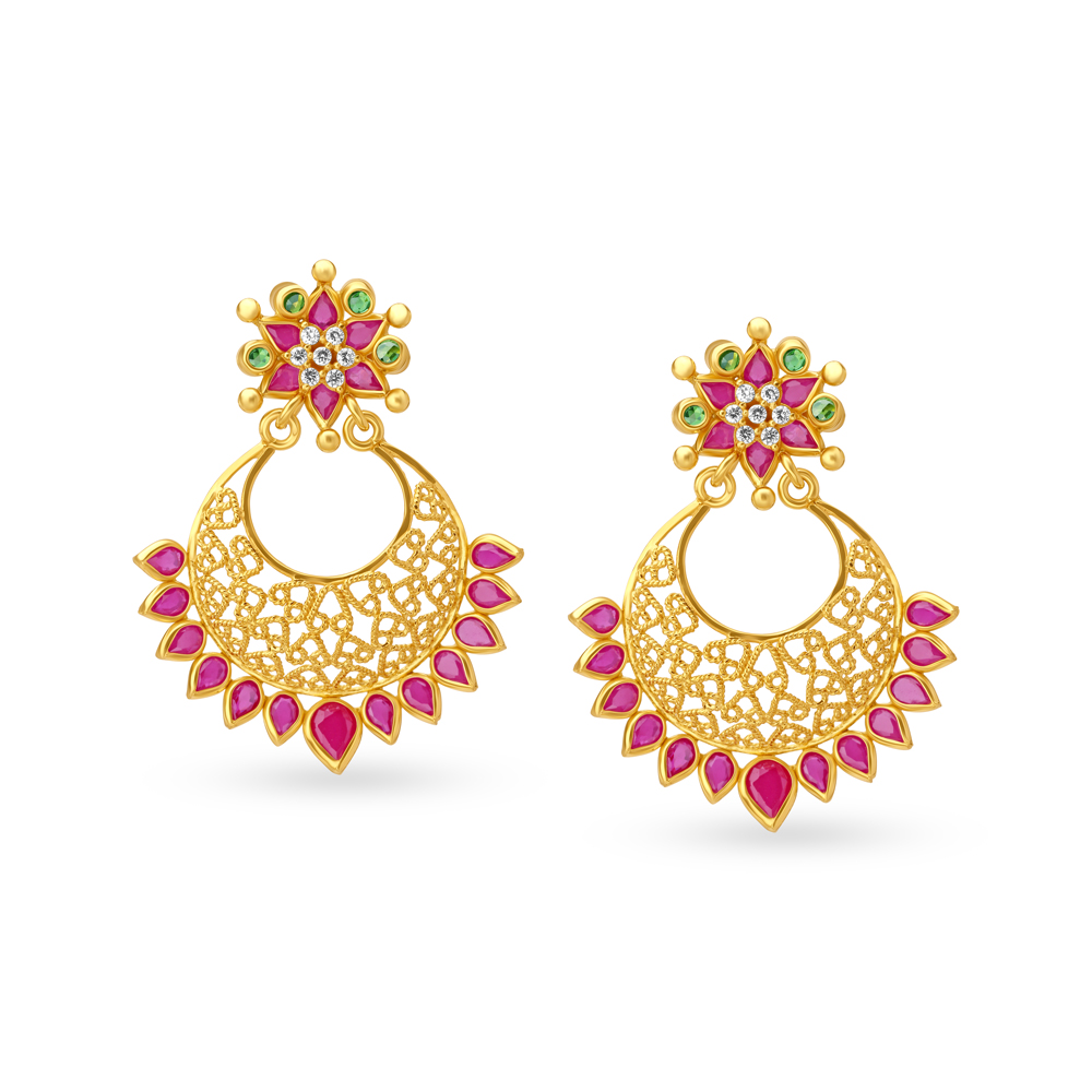 Modish Starry Gold Drop Earrings,,hi-res image number null