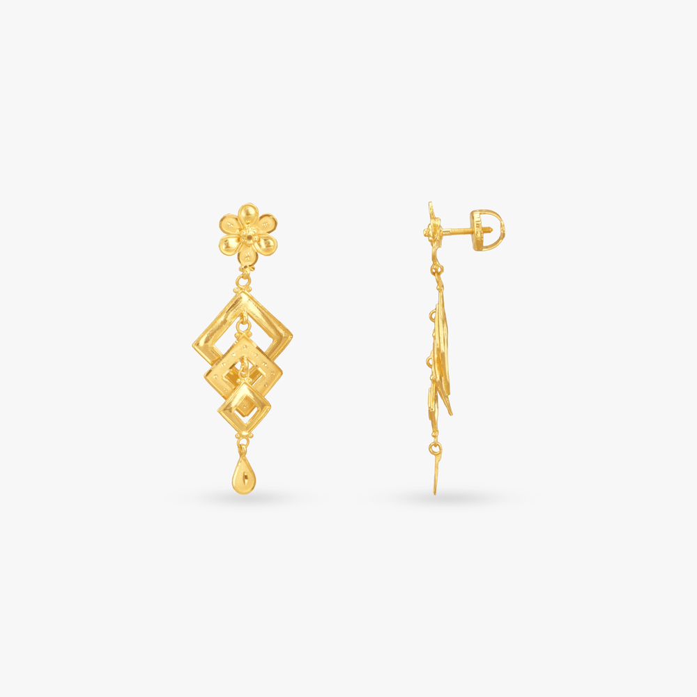 Sunset Squares Gold Drop Earrings,,hi-res image number null
