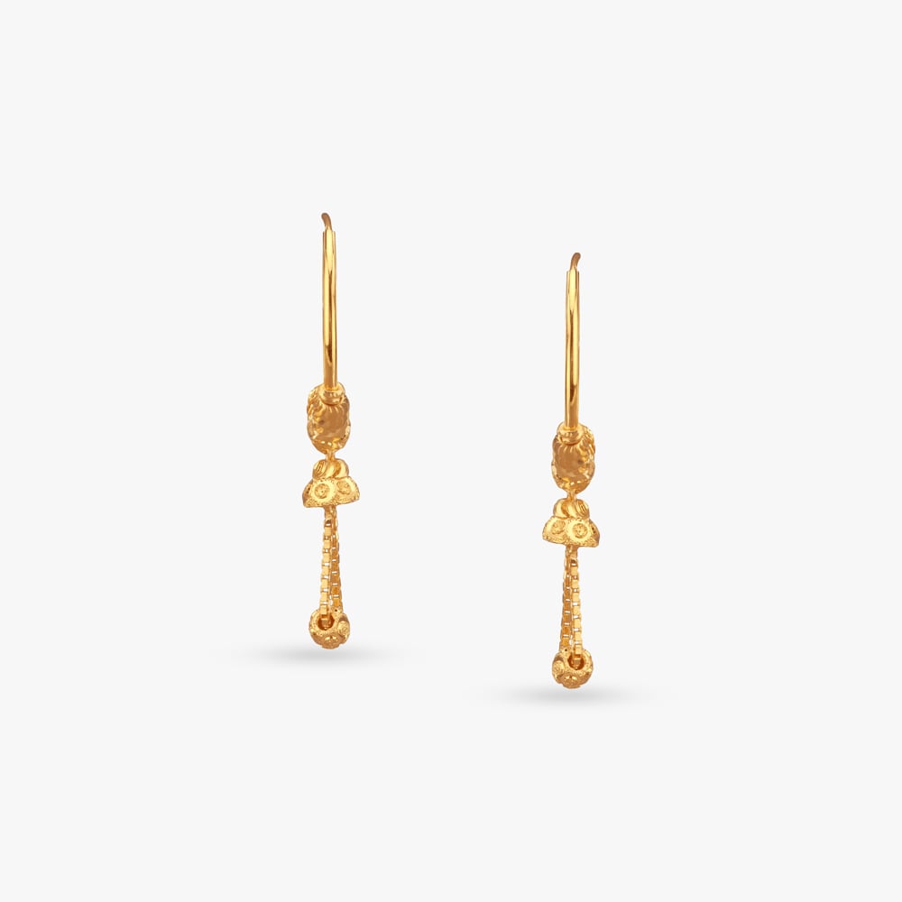 Bead Swing Gold Hoop Earrings,,hi-res image number null