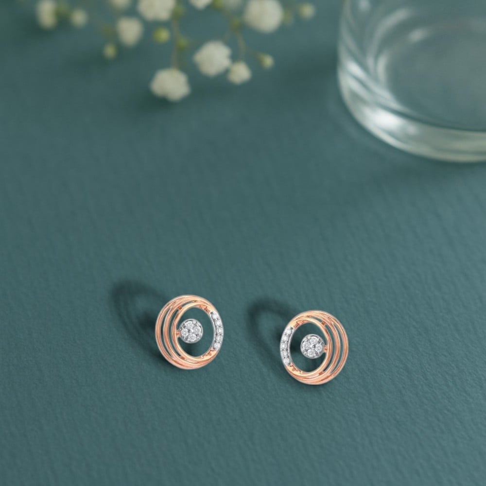 Spiralled Shine Diamond Stud Earrings,,hi-res image number null
