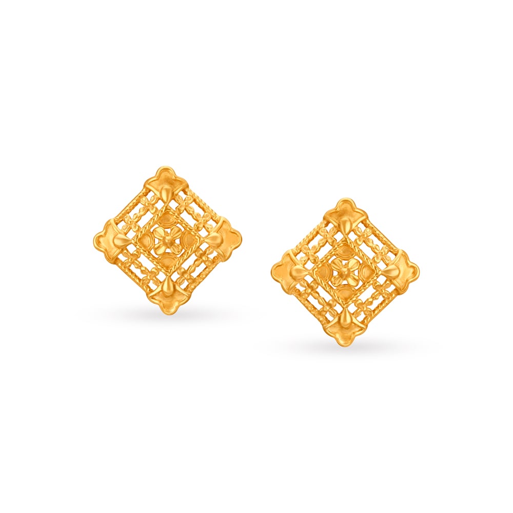 Unique Enchanting Gold Stud Earrings